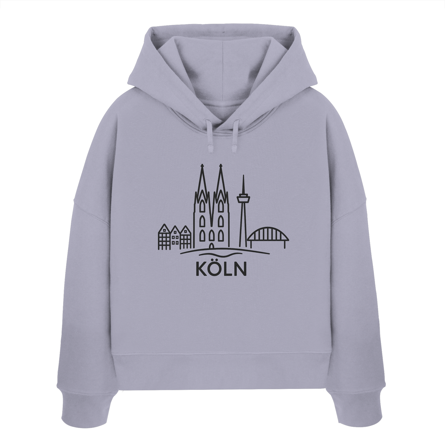Köln Skyline (großer Druck auf der Brust) - Womens Organic Boxcut Hoodie