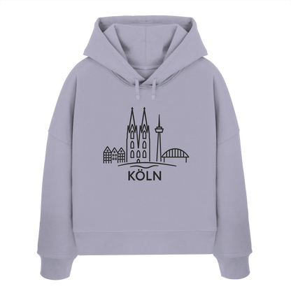 Köln Skyline (großer Druck auf der Brust) - Womens Organic Boxcut Hoodie