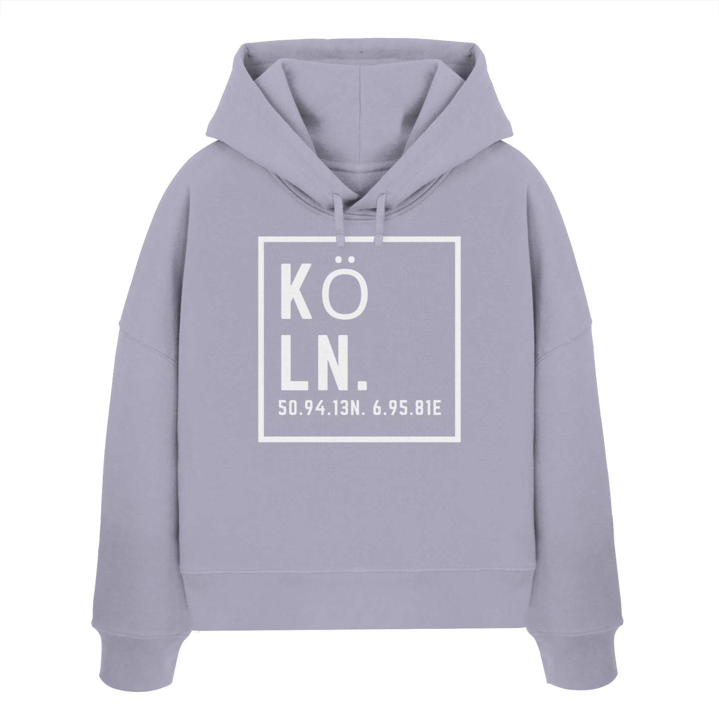 Köln Koordinaten (großer Druck auf der Brust) - Womens Organic Boxcut Hoodie