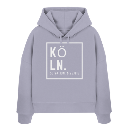 Köln Koordinaten (großer Druck auf der Brust) - Womens Organic Boxcut Hoodie