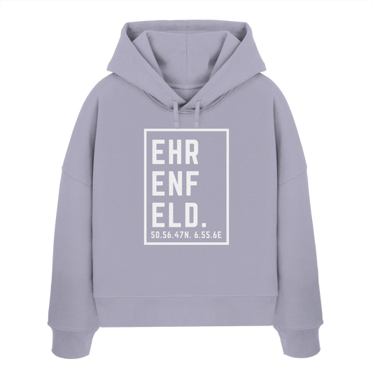 Ehrenfeld Koordinaten (großer Druck auf der Brust) - Womens Organic Boxcut Hoodie