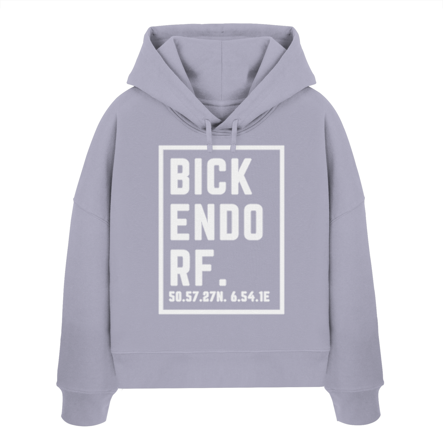 Bickendorf Koordinaten (großer Druck auf der Brust) - Womens Organic Boxcut Hoodie