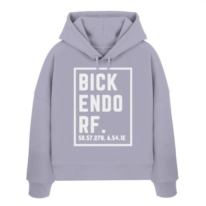 Bickendorf Koordinaten (großer Druck auf der Brust) - Womens Organic Boxcut Hoodie