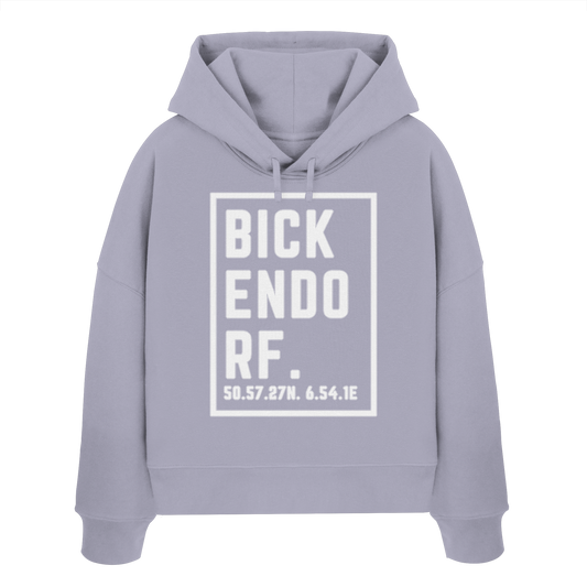 Bickendorf Koordinaten (großer Druck auf der Brust) - Womens Organic Boxcut Hoodie
