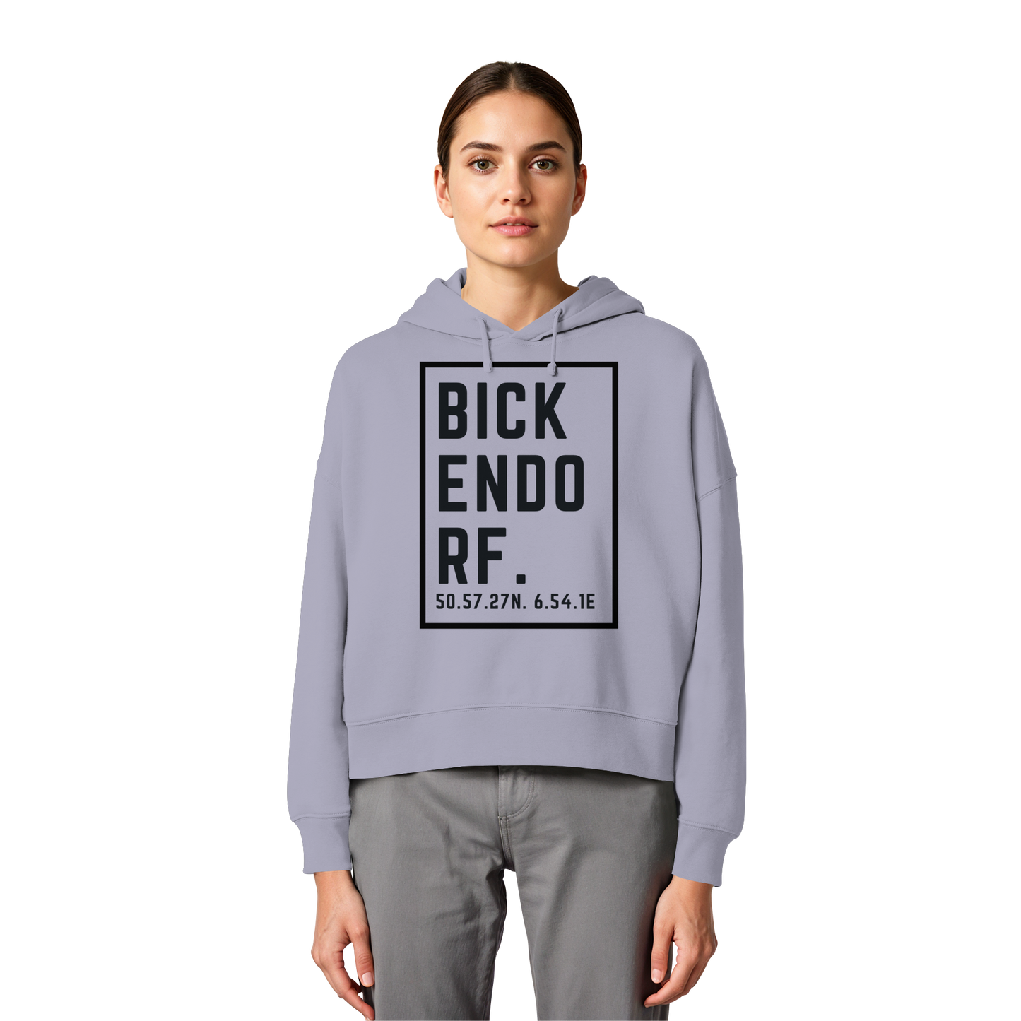 Bickendorf Koordinaten (großer Druck auf der Brust) - Womens Organic Boxcut Hoodie