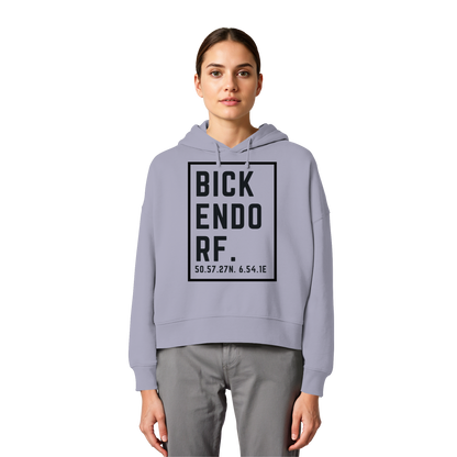 Bickendorf Koordinaten (großer Druck auf der Brust) - Womens Organic Boxcut Hoodie