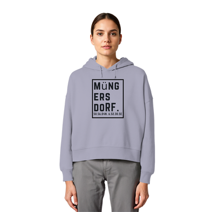 Müngersdorf Koordinaten (großer Druck auf der Brust) - Womens Organic Boxcut Hoodie