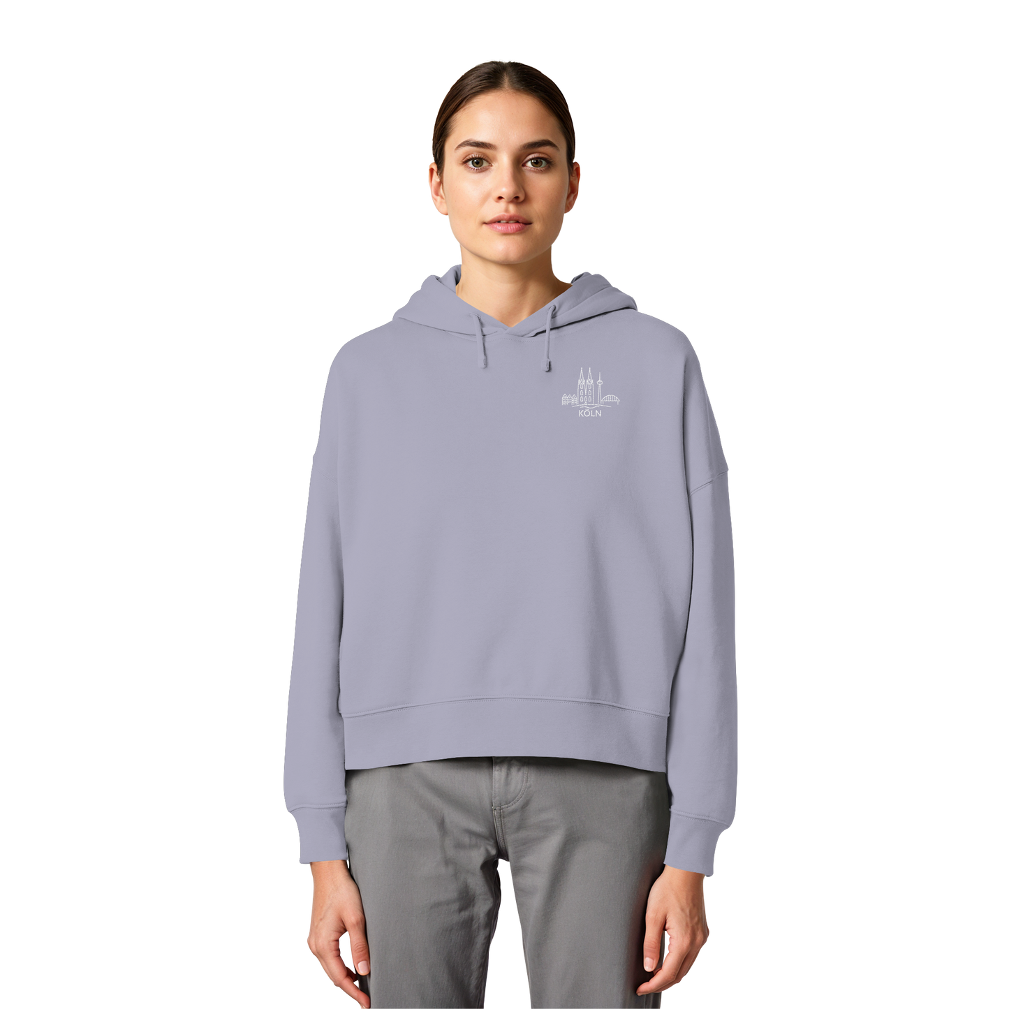Köln Skyline Stick - Womens Organic Boxcut Hoodie