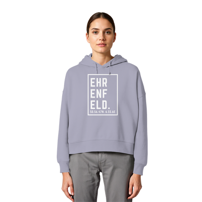 Ehrenfeld Koordinaten (großer Druck auf der Brust) - Womens Organic Boxcut Hoodie