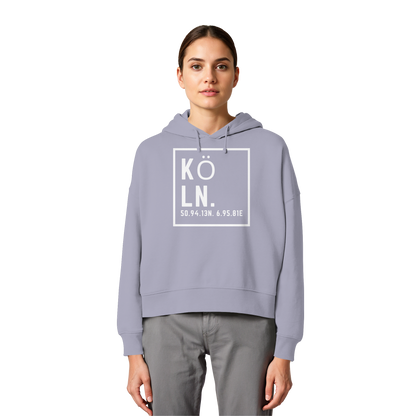 Köln Koordinaten (großer Druck auf der Brust) - Womens Organic Boxcut Hoodie
