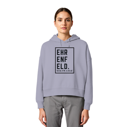 Ehrenfeld Koordinaten (großer Druck auf der Brust) - Womens Organic Boxcut Hoodie