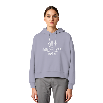 Köln Skyline (großer Druck auf der Brust) - Womens Organic Boxcut Hoodie