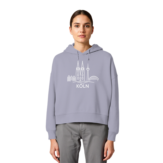 Köln Skyline (großer Druck auf der Brust) - Womens Organic Boxcut Hoodie