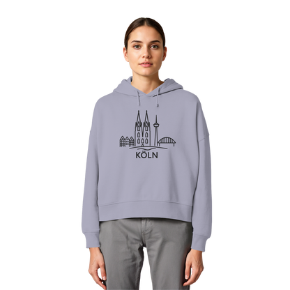 Köln Skyline (großer Druck auf der Brust) - Womens Organic Boxcut Hoodie