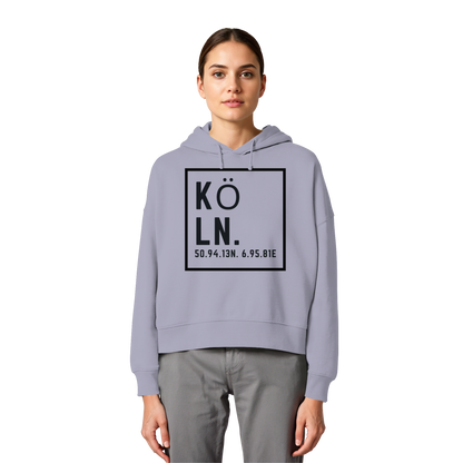 Köln Koordinaten (großer Druck auf der Brust) - Womens Organic Boxcut Hoodie