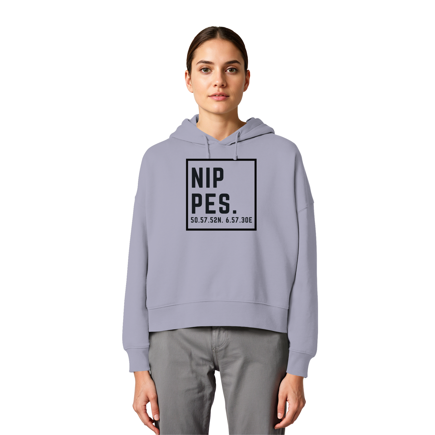 Nippes Koordinaten (großer Druck auf der Brust) - Womens Organic Boxcut Hoodie
