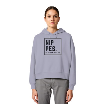 Nippes Koordinaten (großer Druck auf der Brust) - Womens Organic Boxcut Hoodie