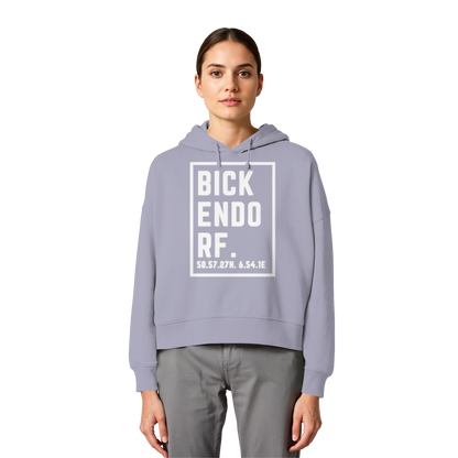 Bickendorf Koordinaten (großer Druck auf der Brust) - Womens Organic Boxcut Hoodie