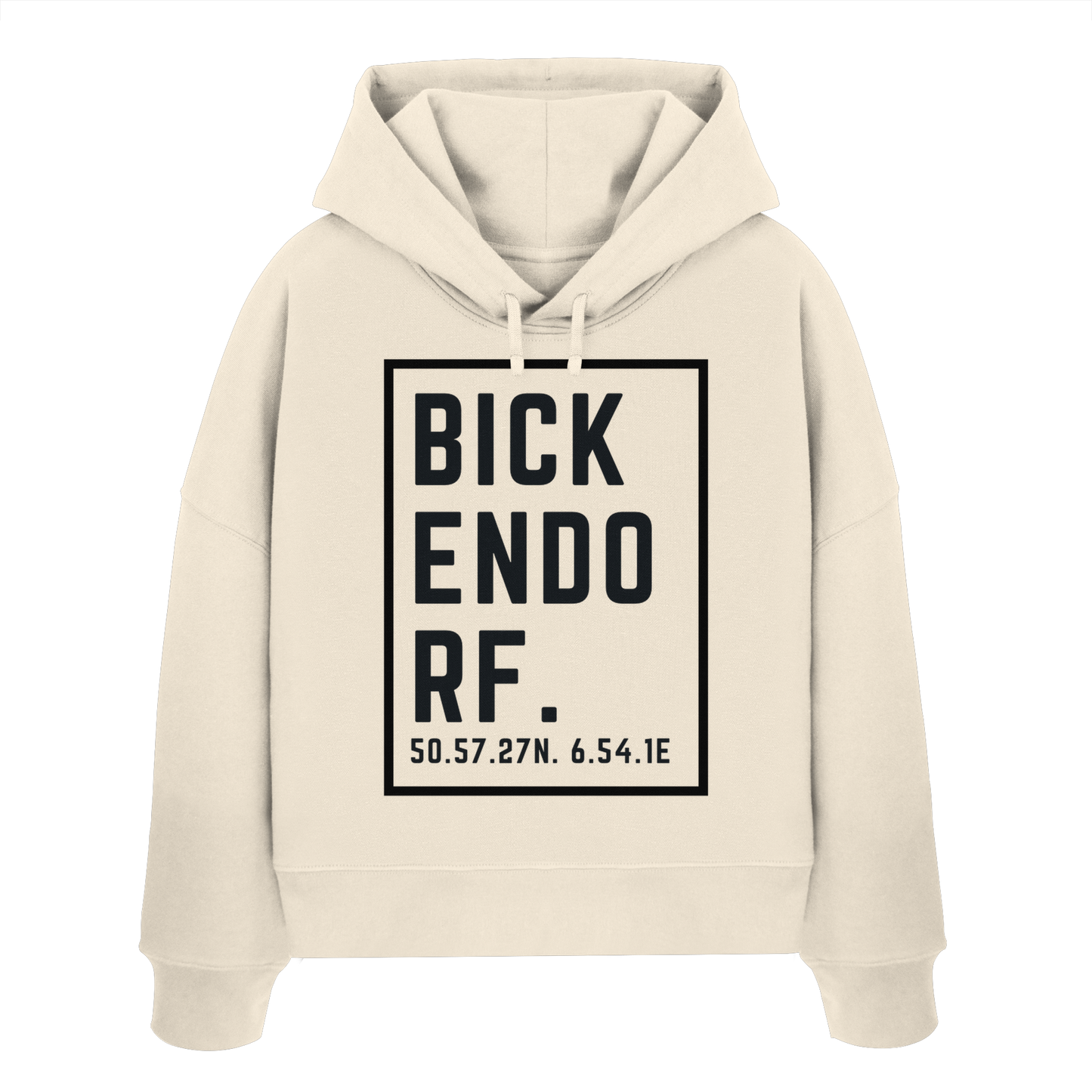 Bickendorf Koordinaten (großer Druck auf der Brust) - Womens Organic Boxcut Hoodie