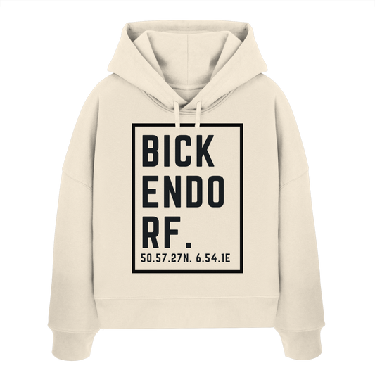 Bickendorf Koordinaten (großer Druck auf der Brust) - Womens Organic Boxcut Hoodie