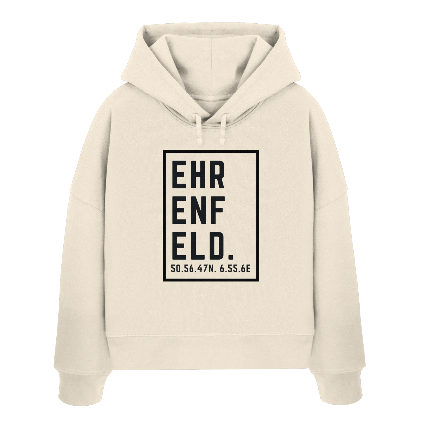 Ehrenfeld Koordinaten (großer Druck auf der Brust) - Womens Organic Boxcut Hoodie