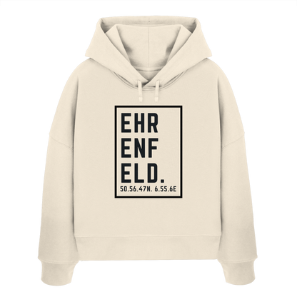 Ehrenfeld Koordinaten (großer Druck auf der Brust) - Womens Organic Boxcut Hoodie