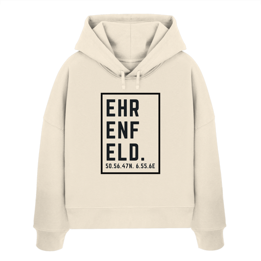 Ehrenfeld Koordinaten (großer Druck auf der Brust) - Womens Organic Boxcut Hoodie