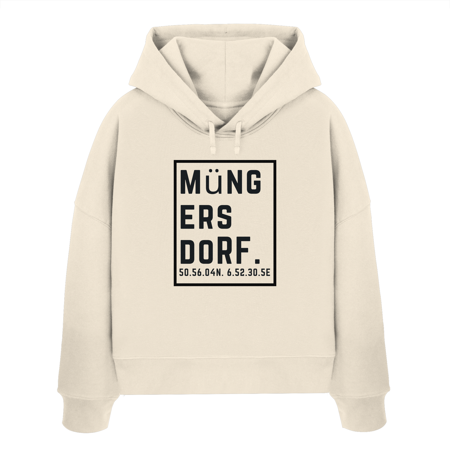 Müngersdorf Koordinaten (großer Druck auf der Brust) - Womens Organic Boxcut Hoodie