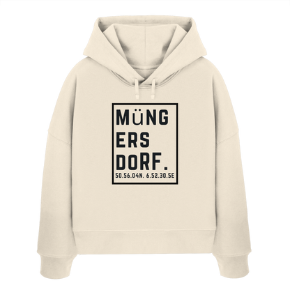 Müngersdorf Koordinaten (großer Druck auf der Brust) - Womens Organic Boxcut Hoodie