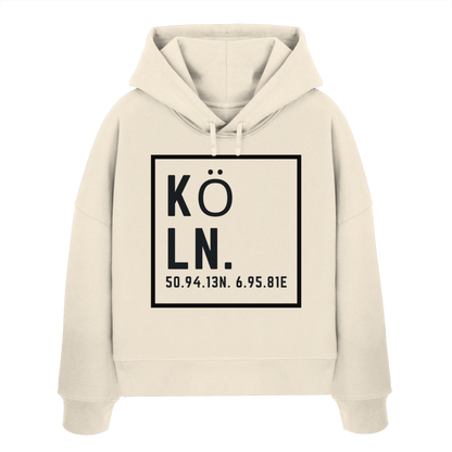 Köln Koordinaten (großer Druck auf der Brust) - Womens Organic Boxcut Hoodie