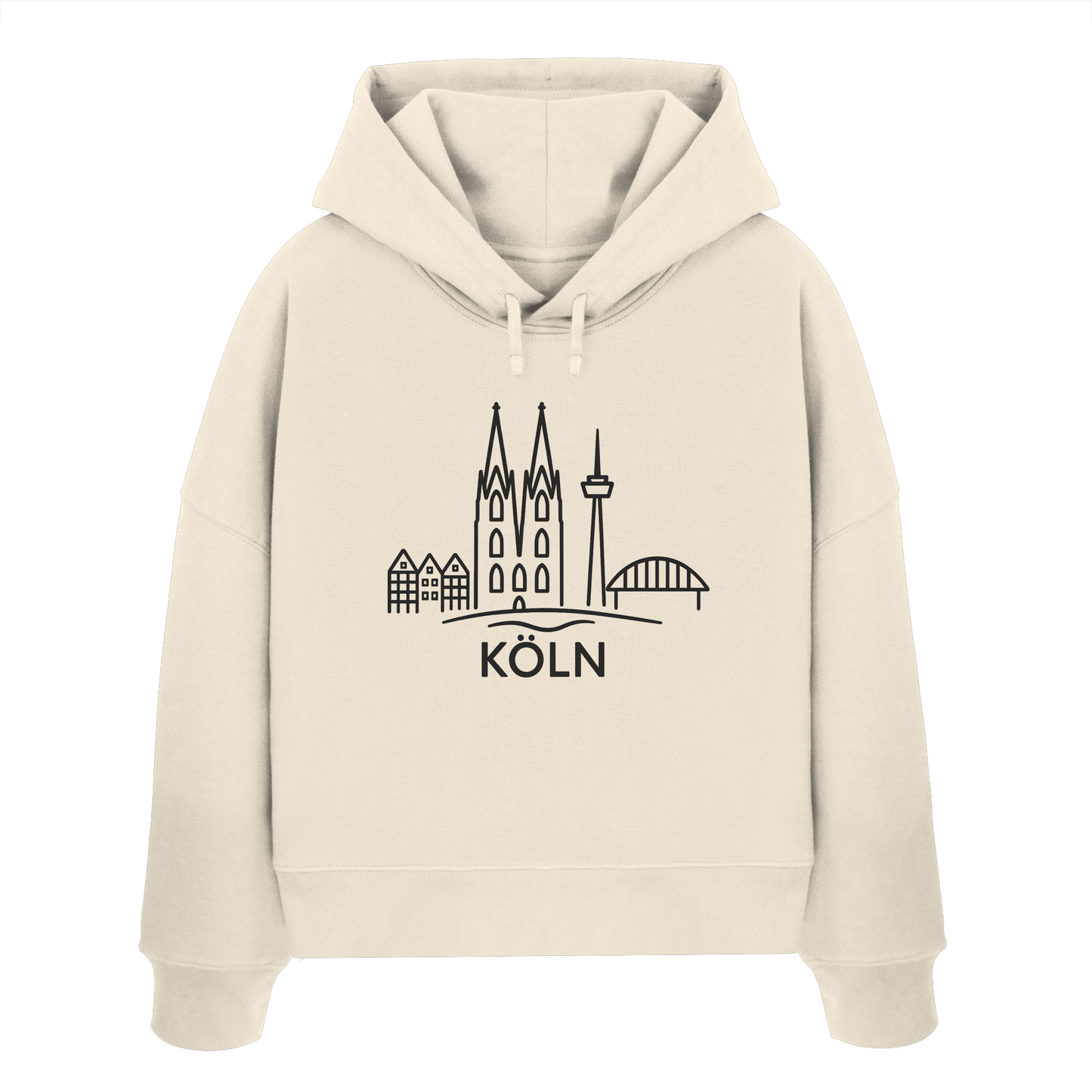 Köln Skyline (großer Druck auf der Brust) - Womens Organic Boxcut Hoodie