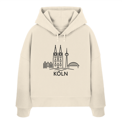 Köln Skyline (großer Druck auf der Brust) - Womens Organic Boxcut Hoodie