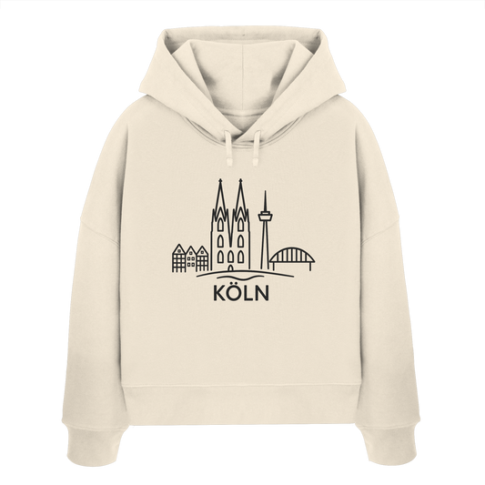 Köln Skyline (großer Druck auf der Brust) - Womens Organic Boxcut Hoodie