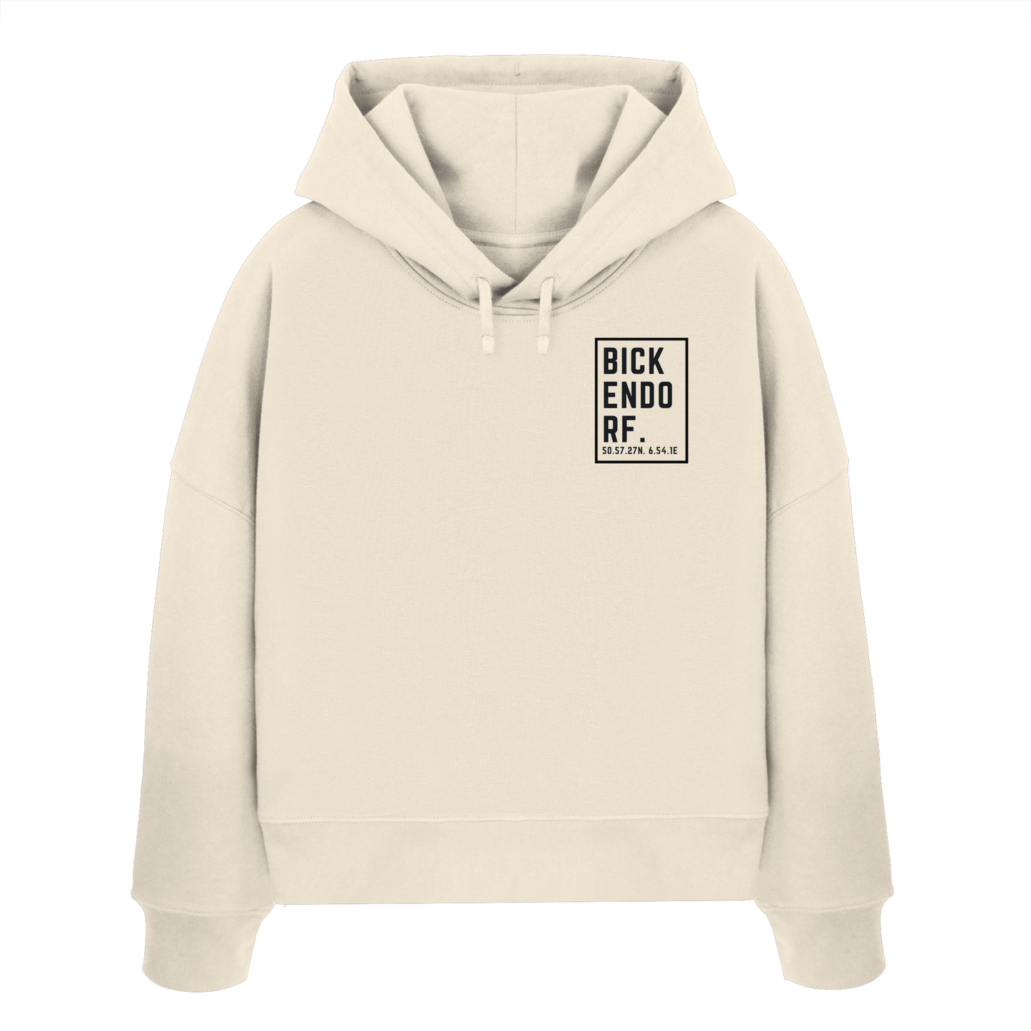 Bickendorf Koordinaten (kleiner Druck auf der Brust) - Womens Organic Boxcut Hoodie