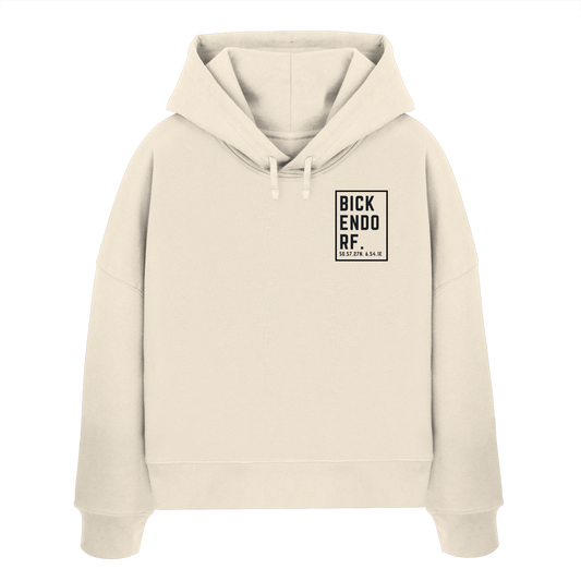 Bickendorf Koordinaten (kleiner Druck auf der Brust) - Womens Organic Boxcut Hoodie