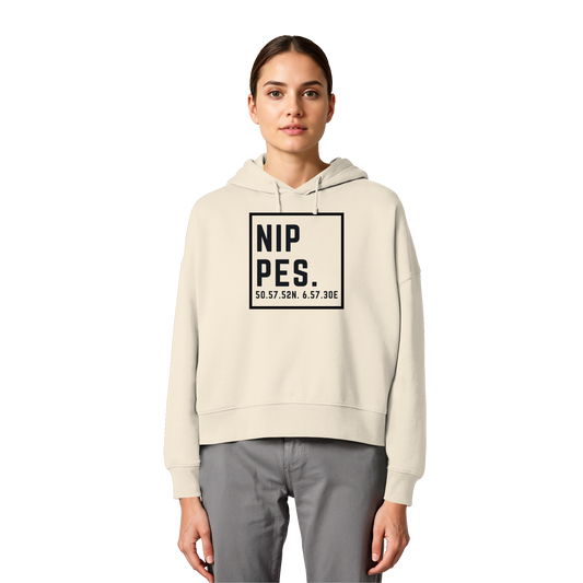 Nippes Koordinaten (großer Druck auf der Brust) - Womens Organic Boxcut Hoodie