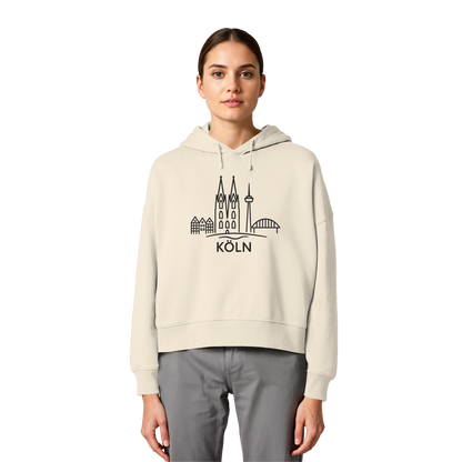 Köln Skyline (großer Druck auf der Brust) - Womens Organic Boxcut Hoodie