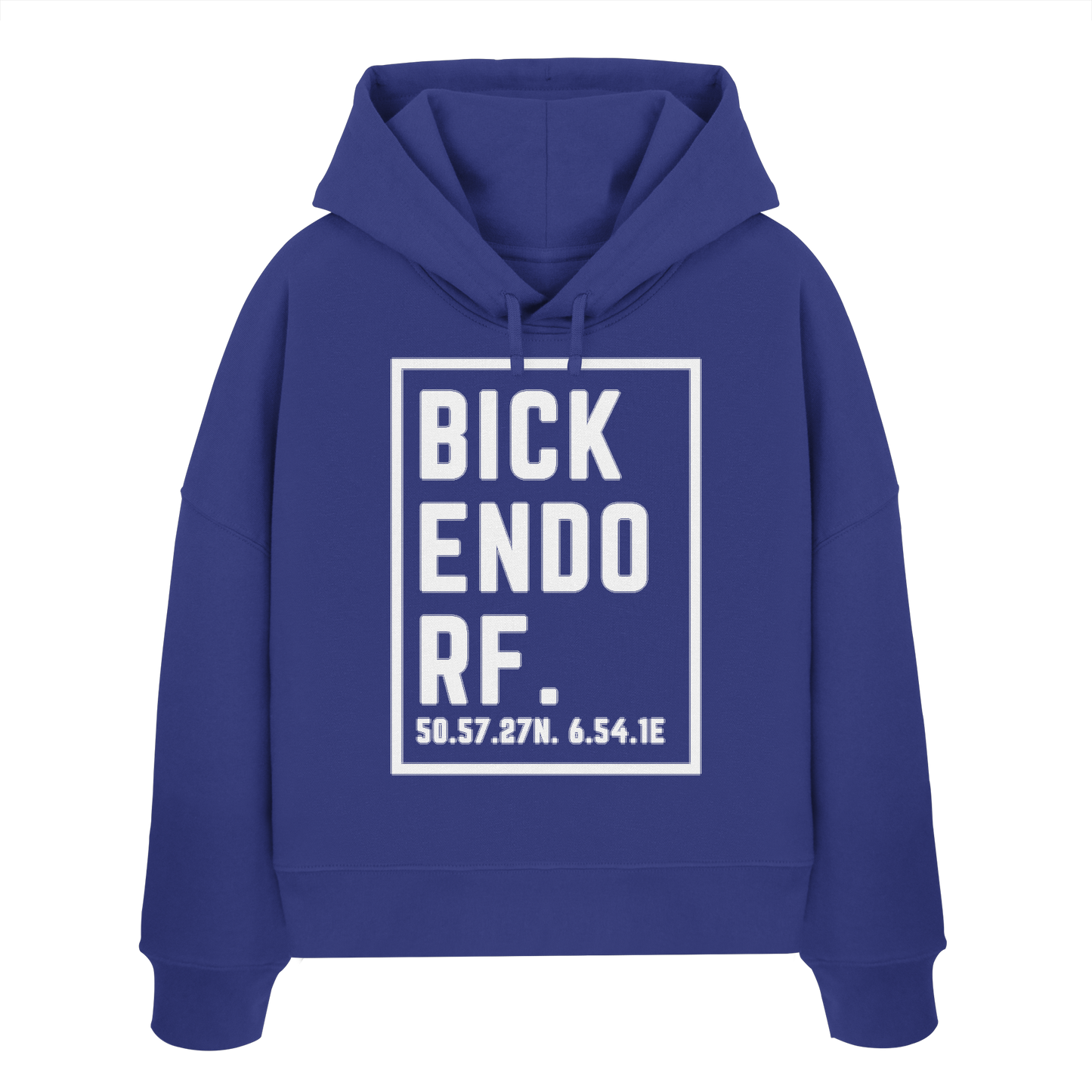Bickendorf Koordinaten (großer Druck auf der Brust) - Womens Organic Boxcut Hoodie