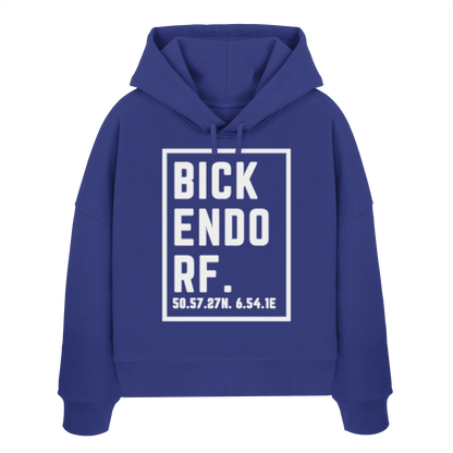 Bickendorf Koordinaten (großer Druck auf der Brust) - Womens Organic Boxcut Hoodie