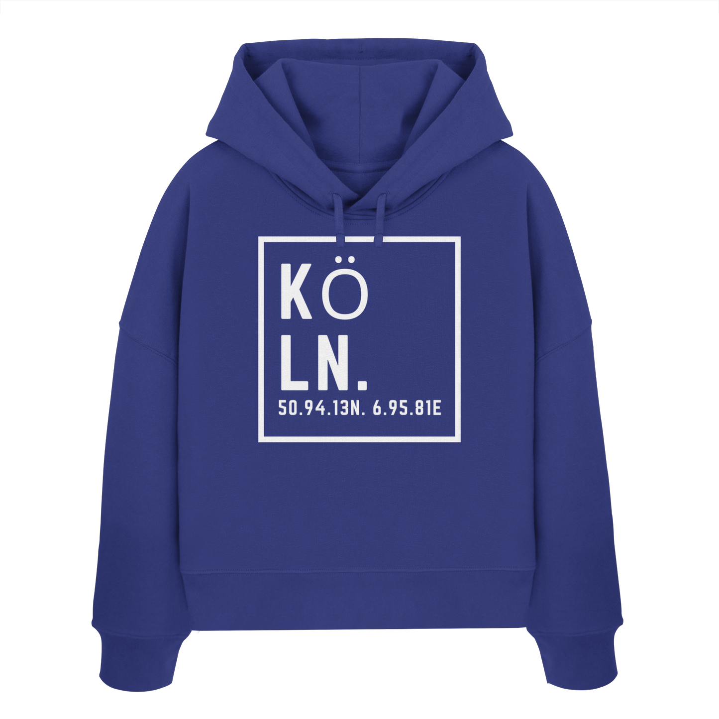 Köln Koordinaten (großer Druck auf der Brust) - Womens Organic Boxcut Hoodie
