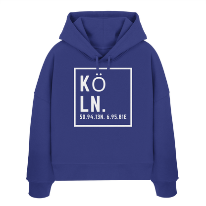 Köln Koordinaten (großer Druck auf der Brust) - Womens Organic Boxcut Hoodie