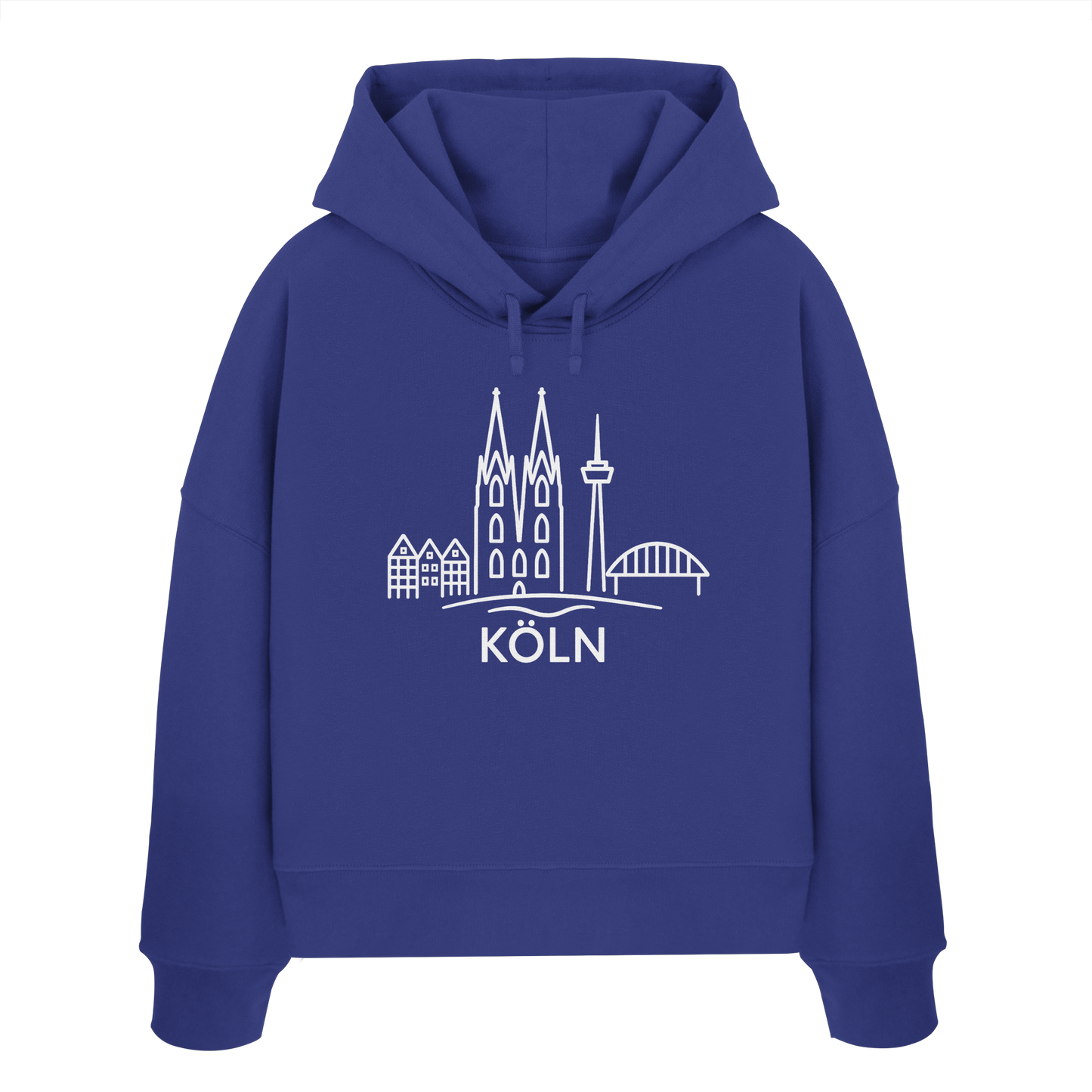 Köln Skyline (großer Druck auf der Brust) - Womens Organic Boxcut Hoodie