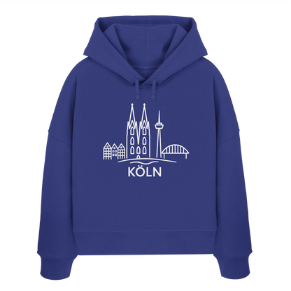 Köln Skyline (großer Druck auf der Brust) - Womens Organic Boxcut Hoodie