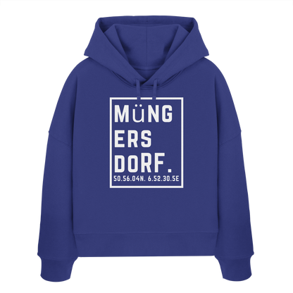 Müngersdorf Koordinaten (großer Druck auf der Brust) - Womens Organic Boxcut Hoodie