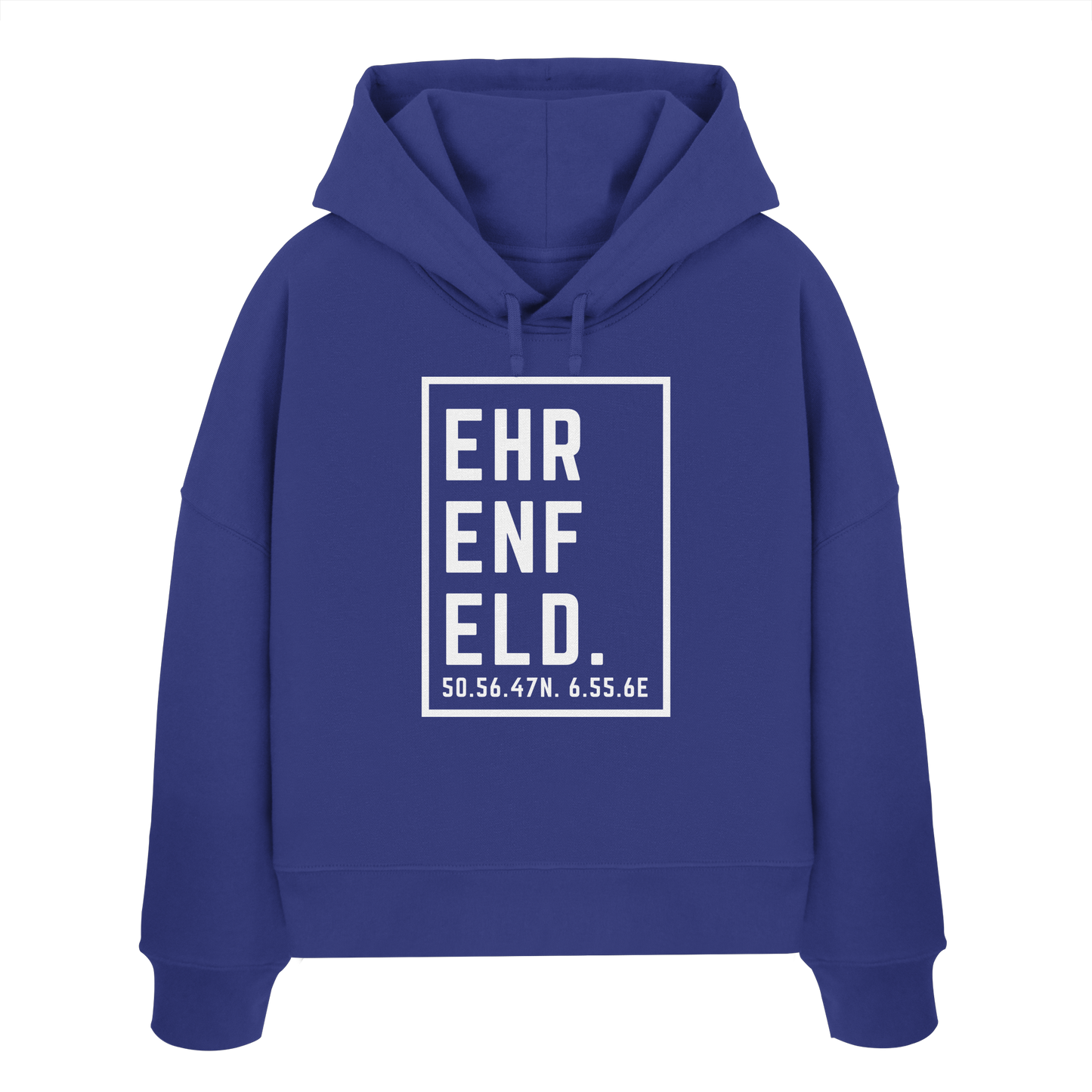 Ehrenfeld Koordinaten (großer Druck auf der Brust) - Womens Organic Boxcut Hoodie