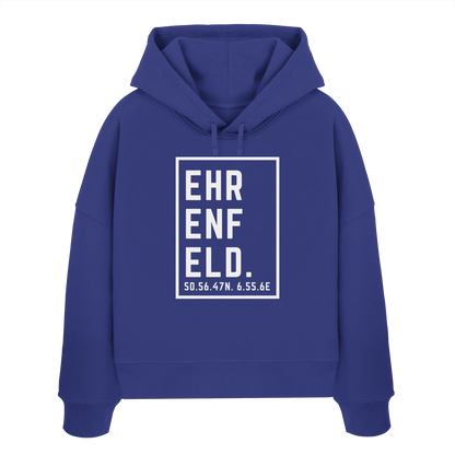 Ehrenfeld Koordinaten (großer Druck auf der Brust) - Womens Organic Boxcut Hoodie