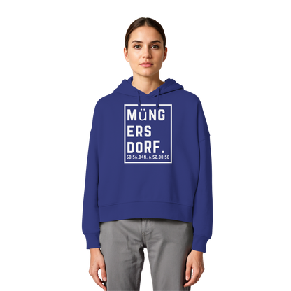 Müngersdorf Koordinaten (großer Druck auf der Brust) - Womens Organic Boxcut Hoodie