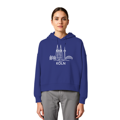 Köln Skyline (großer Druck auf der Brust) - Womens Organic Boxcut Hoodie