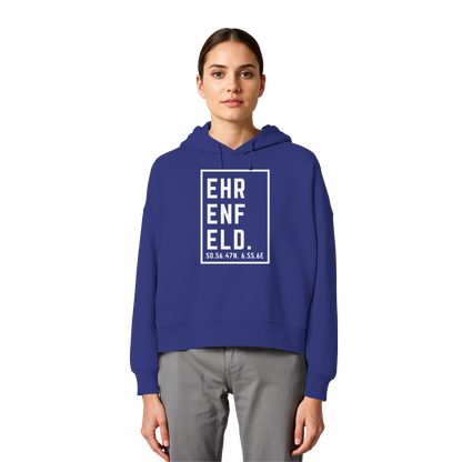 Ehrenfeld Koordinaten (großer Druck auf der Brust) - Womens Organic Boxcut Hoodie
