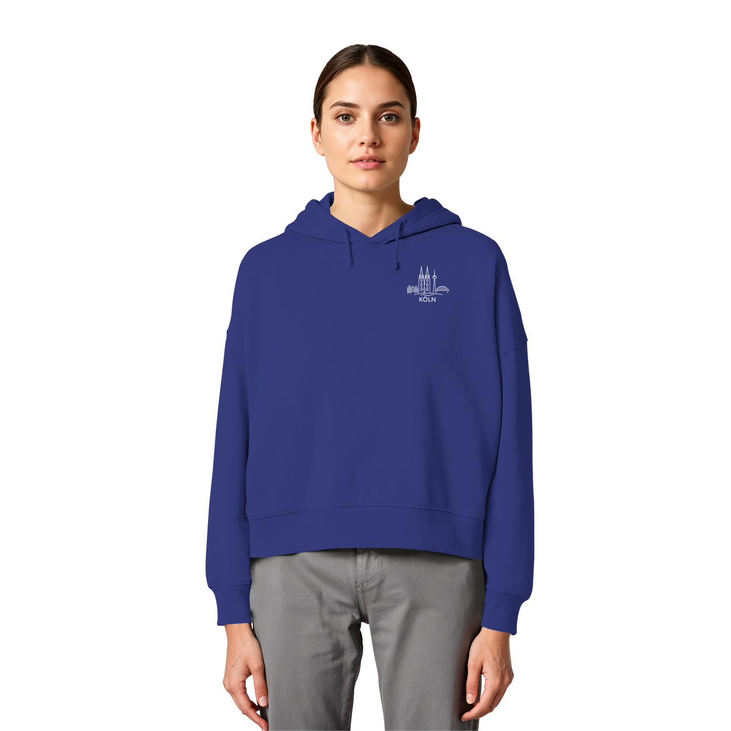 Köln Skyline Stick - Womens Organic Boxcut Hoodie